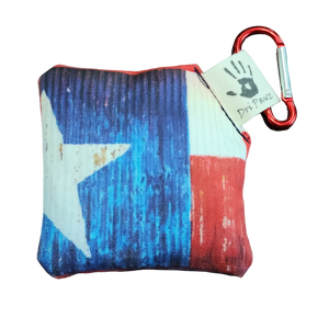 Texas Flag Square Dri Pawz with small red carabiner - 3.25"